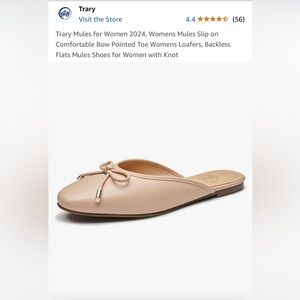 NWOT Trary Backless Flat Mules Size 6 Nude